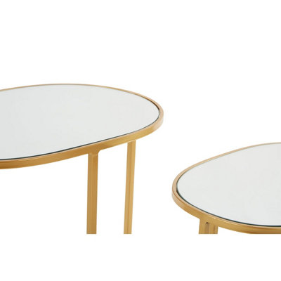 Interiors By Premier  Set of 2 Oval Side Tables, Nesting Tables,Gold Side Tables With Mirrored Tops,End Tables,Luxe Accent Tables