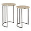 Interiors by Premier Set of 2 Pearl Side Nesting Tables, Round Top Tables with Black Iron Legs, Couch Side Tables for Living Room