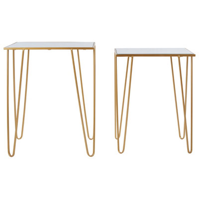 Interiors By Premier Set Of 2 Rectangular Side Tables,Luxe Small Tables,Accent Tables,Metallic Bedside Tables,Decorative Tables