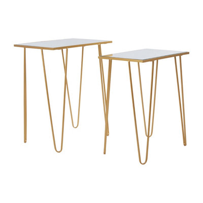 Interiors By Premier Set Of 2 Rectangular Side Tables,Luxe Small Tables,Accent Tables,Metallic Bedside Tables,Decorative Tables