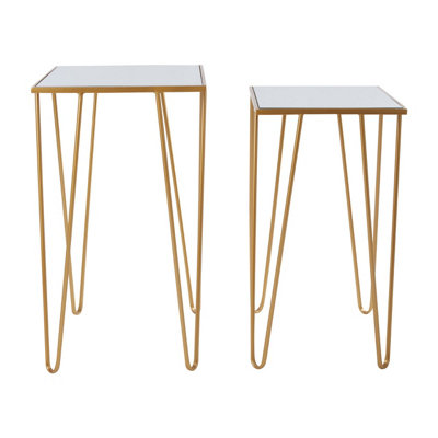Interiors By Premier Set Of 2 Rectangular Side Tables,Luxe Small Tables,Accent Tables,Metallic Bedside Tables,Decorative Tables