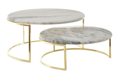 Interiors by Premier Set Of 2 White Marble Cake Stands