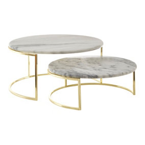 Interiors by Premier Set Of 2 White Marble Cake Stands