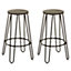 Interiors by Premier Set of 3 Black Frame Bar Table Stool Set , Hairpin Stool for Kitchen Counter, Elm Wood Metal Frame Stool