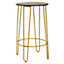Interiors by Premier Set of 3 Gold Frame Bar Table Stool Set , Hairpin Stool for Kitchen Counter, Elm Wood Metal Frame Stool
