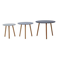 Interiors by Premier Set of 3 Round Tables, Triangular Coffee Tables Set, Long Lasting Rounded Top Wood Table for Indoor, Outdoor