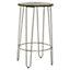 Interiors by Premier Set of 3 Silver Frame Bar Table Stool Set , Hairpin Stool for Kitchen Counter, Elm Wood Metal Frame Stool