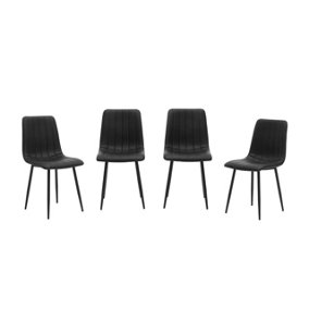 Interiors by Premier Set of 4 Black Dining Chairs, High Quality Kitchen Chair, Back Support Fabric Chair, Easy to Clean Chair