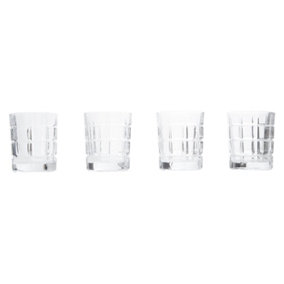 Interiors by Premier Set of 4 Clear Drinking Glass Tumblers, Classic Crystal Whiskey Glasses with Sturdy Base, Drinking Glasses