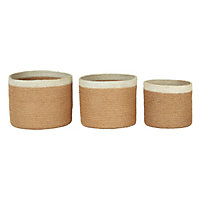 Interiors by Premier Set of Three Jute Baskets with White Top