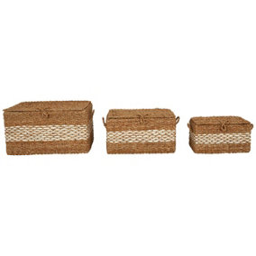 Interiors by Premier Set of Three Seagrass Baskets with Lids
