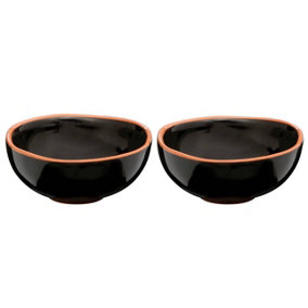 Interiors by Premier Set Of Two Calisto Black Glazed Mini Bowls
