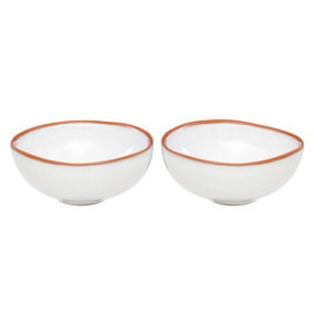 Interiors by Premier Set Of Two Calisto White Glazed Mini Bowls
