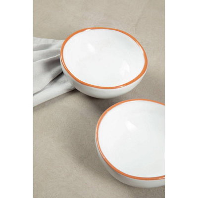 Interiors by Premier Set Of Two Calisto White Glazed Mini Bowls