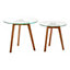 Interiors by Premier Set Of Two Glass Top Oak Wood Side Tables