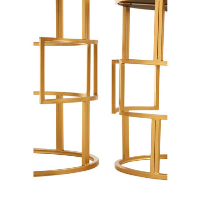 Interiors By Premier Set Of Two Gold Metal Round Side Tables,Nesting Side Tables,Small Bedside Tables,Distinctive Accent Tables