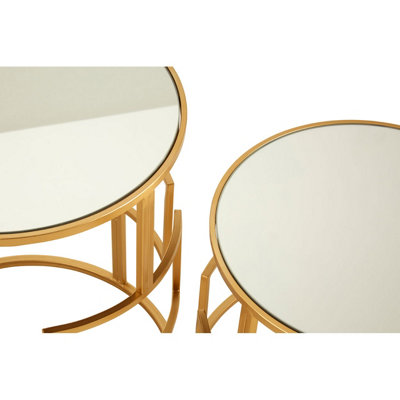 Interiors By Premier Set Of Two Gold Metal Round Side Tables,Nesting Side Tables,Small Bedside Tables,Distinctive Accent Tables