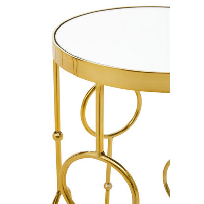 Interiors By Premier Set Of Two Gold Metal Tables,Accent Tables With Astronomical Circle Design,Small Side Tables For Lounge Room