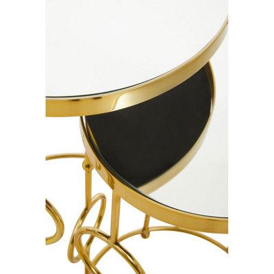 Interiors By Premier Set Of Two Gold Metal Tables,Accent Tables With Astronomical Circle Design,Small Side Tables For Lounge Room