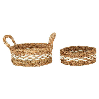 Interiors by Premier Set of Two Low Seagrass Baskets DIY at B&Q