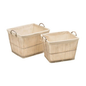 Interiors by Premier Set Of Two Rustic White Washed Storage Baskets