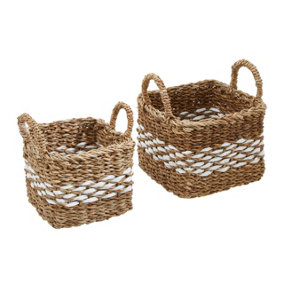 Interiors by Premier Set of Two Square Seagrass Baskets