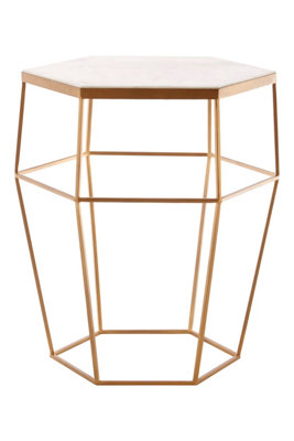 Interiors by Premier Shalimar Hexagonal Marble Top Side Table