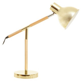 Interiors by Premier Shiny Brass Finish Table Lamp, Adjustable Height Lamp, Easy-to-Use Table Brass Lamp, Focused Office Lamp