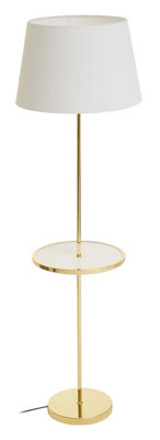 Interiors by Premier Shiny Brass Tapered Table Lamp, Easy-to-Use Switch Besides Lamp, Space-Saver Lounge Room Lamp