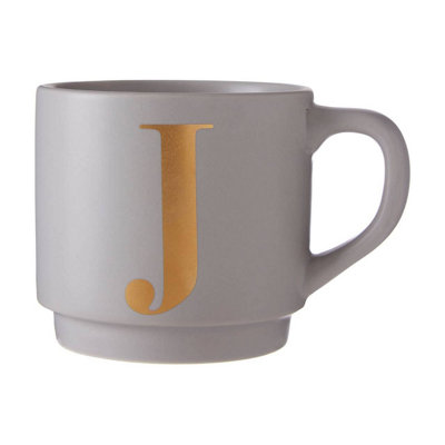 Interiors by Premier Signet Grey J Letter Mug