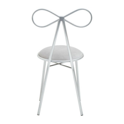 Interiors by Premier Silver Bow Velvet Chair, Backrest Indoor Velvet Chair, Easy to Clean Decor Velvet Chair