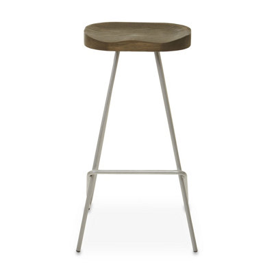 Interiors by Premier Silver Metal Frame Bar Stool, Sleek Kitchen Stool with Footrest