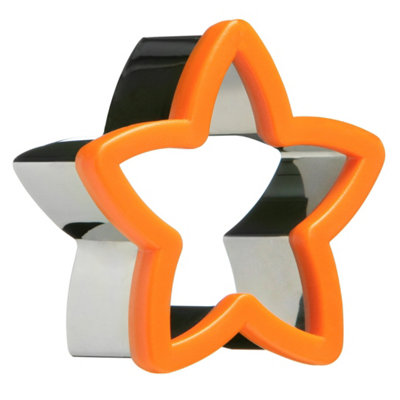 Interiors By Premier Simple To Use Large Stainless Steel and Orange ABS Star Shape Cookie Cutter, Durable Biscuit Cutter