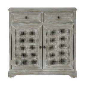 Interiors by Premier Slate Grey 2 Drawer Cabinet, Pine Wood Colonial Vanity Storage for Shoe Rack, Bathroom, Home & Office