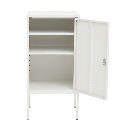 Interiors By Premier Sleek And Sturdy One Door White Locker, Versatile Shelving Locker, Secured Storage Of Slim Locker With Handle