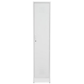 Interiors By Premier Sleek And Sturdy One Door White Metal  Locker, Shelved Locker, Secured Storage Of Slim Locker With Handle