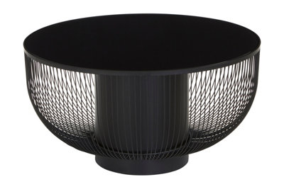 Interiors by Premier Sleek Design Coffee Table With Black Glass Top, Elegant Airy Glass Coffee Table, Versatile Hallway Table