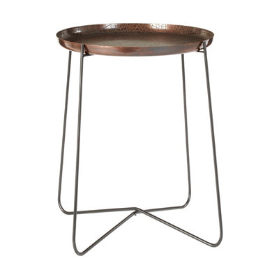 Interiors By Premier Sleek Large Copper And Black Side Table, Round Top Small Lounge Table, Contemporary Bed Side Table