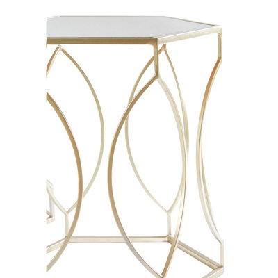 Interiors By Premier Sleek Set Of Two Champagne Finish Tables, Metallic Champagne Frame Side Table, Sleek Small Table For Lounge