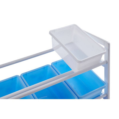 Interiors By Premier Sleek Three Tier White And Blue Storage Unit, Angled Buckets Storage Unit For Kids Room, Slim Storage Boxes