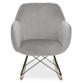 Interiors by Premier Small Grey Velvet Rocking Chair, Versatile Velvet Desk Chair, Backrest Velvet Armchair, Accent Armchair