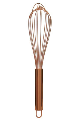 Interiors By Premier Small Rose Gold Stainless Steel Whisk,Warm Metallic Finish Kitchen Hand Mixer,Baking Tool With Hanging Loop