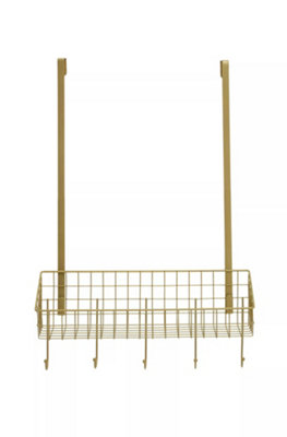 Interiors By Premier Smart Design Gold Finish Over The Door Hanger, Versatile Storage Over Door Hooks, Sturdy Hanging Hooks