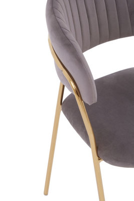 Interiors by Premier Soft Mink Velvet Dining Chair, Modern Dining Armchair, Mink and Gold Luxury Dining Chair for Home, Lounge