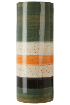 Interiors by Premier Sorrell Large Green And Orange Stripe Ceramic Vase