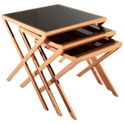 Interiors By Premier Space Saving Design Rose Gold Nesting Table, Elegant Modern Side Table For Livingroom, Durable Bedside Table