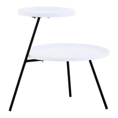 Interiors by Premier Space Saving Two Shelf White And Black Side Table, Bold Black And Crisp White Iron Small Lounge Table