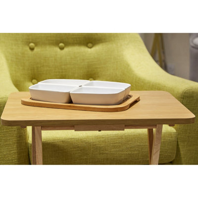 Interiors by Premier Space Saving Veneer Top Snack Table With White Top, Stylish Side Tables For Living Room, Coffee Table