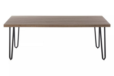 Interiors By Premier Spacious Borough Coffee Table, Sleek Hairpin Legs Display Table, Wooden Top Decorative Table For Living Room