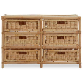 Interiors by Premier Spacious Rattan Six Drawers Chest, Sustainable Chest Of Drawers, Strong And Sturdy Rattan Storage Space